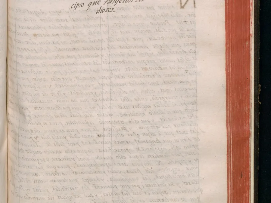 Sixteenth-century manuscript page in ink with the Spanish heading of Book III of the Florentine Codex.