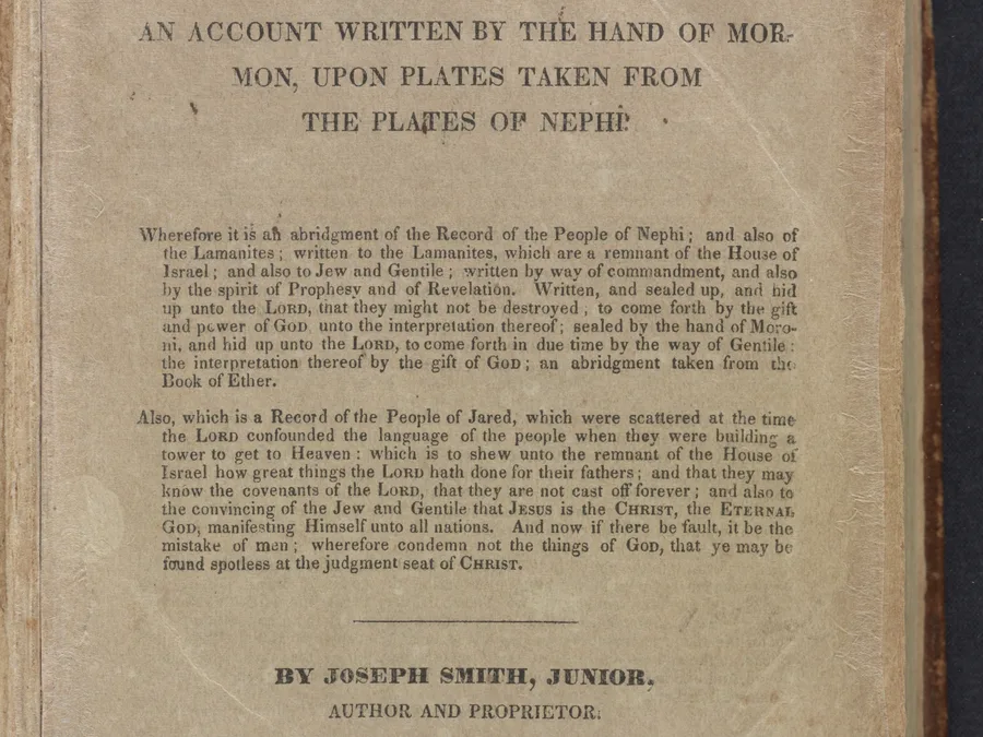 Public-domain 1830 Book of Mormon title page.