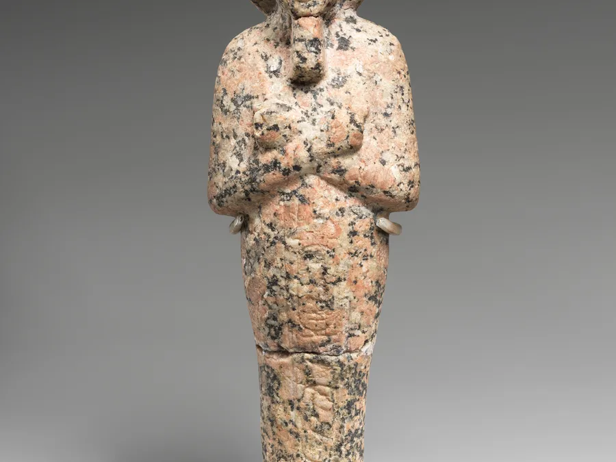 Granite Egyptian funerary figure of Akhenaten with royal shabti form.