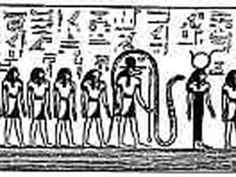 Book Am-Tuat source plate 16400 with Egyptian underworld imagery and hieroglyphic text.