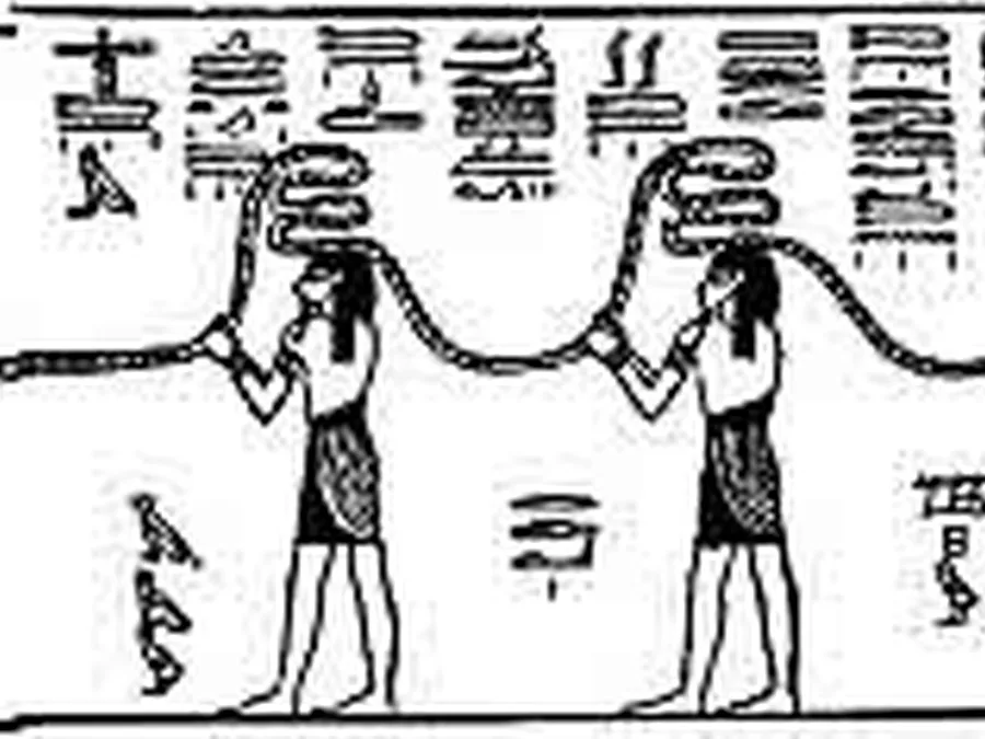 Book Am-Tuat source plate 23501 with Egyptian underworld imagery and hieroglyphic text.