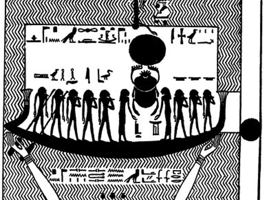 Book of Gates source plate 30300 with Egyptian underworld imagery and hieroglyphic text.